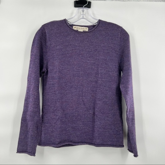 David Brooks 100% Italian Merino Wool Pullover Sweater Knitted Crewneck Purple S - Picture 7 of 9